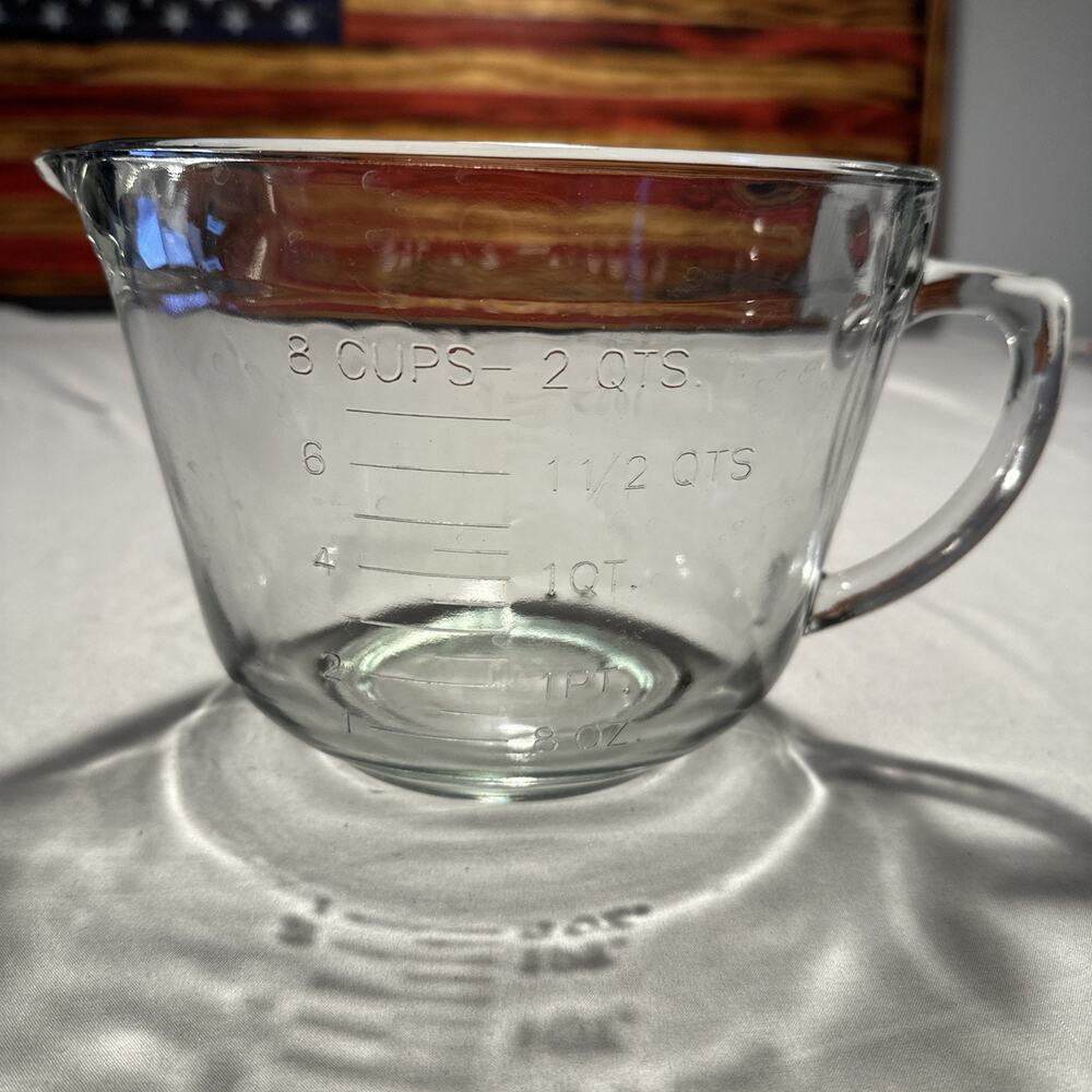 Anchor Hocking 8 Cup 2qt 2L Measuring Cup/Batter Bowl Clear Glass Made In USA